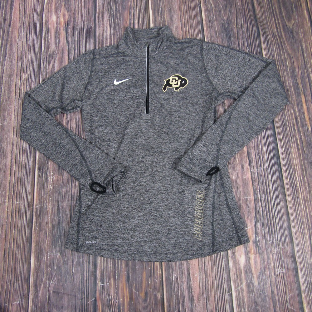 Nike Mens Small Gray Dri Fit Quarter Zip CU Buffs Colorado Deion Sanders Coach